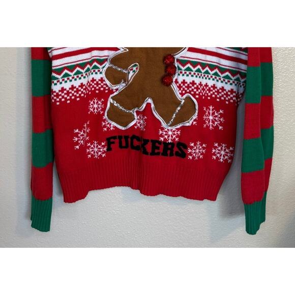 Spencer Sweater Men XXL Green Merry Xmas F*ckers Lite Up‎ Ugly Christmas Ginger - Picture 3 of 8